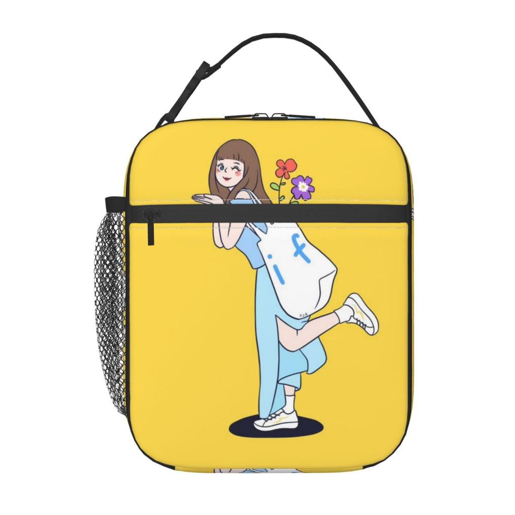 Cartoon Fashion Girl Insulated Lunch Bags for School Office Sport Car Portable Cooler Thermal Bento Box Women Children
