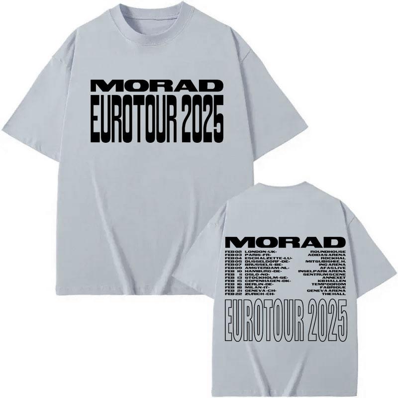 Rapper Morad Tour 2025 Double Sided Print T Shirts Men Women Fashion Hip Hop Short Sleeve Tshirt Summer Casual Cotton Tshirts