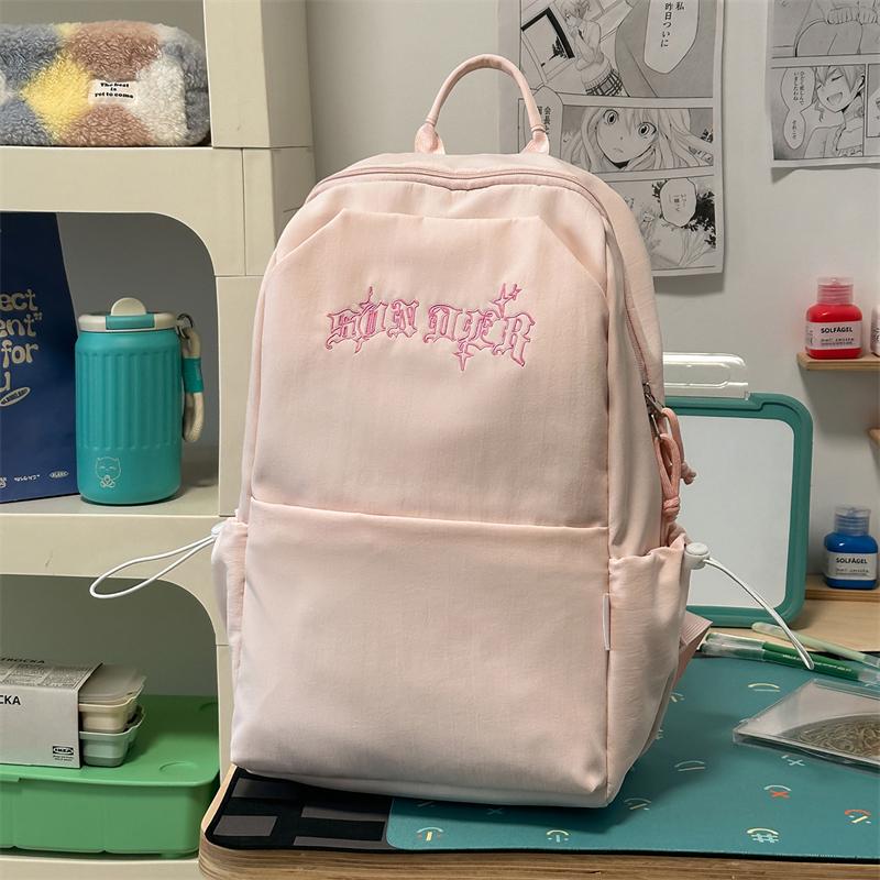 College Style Student Schoolbag Large Capacity Embroidered Backpack