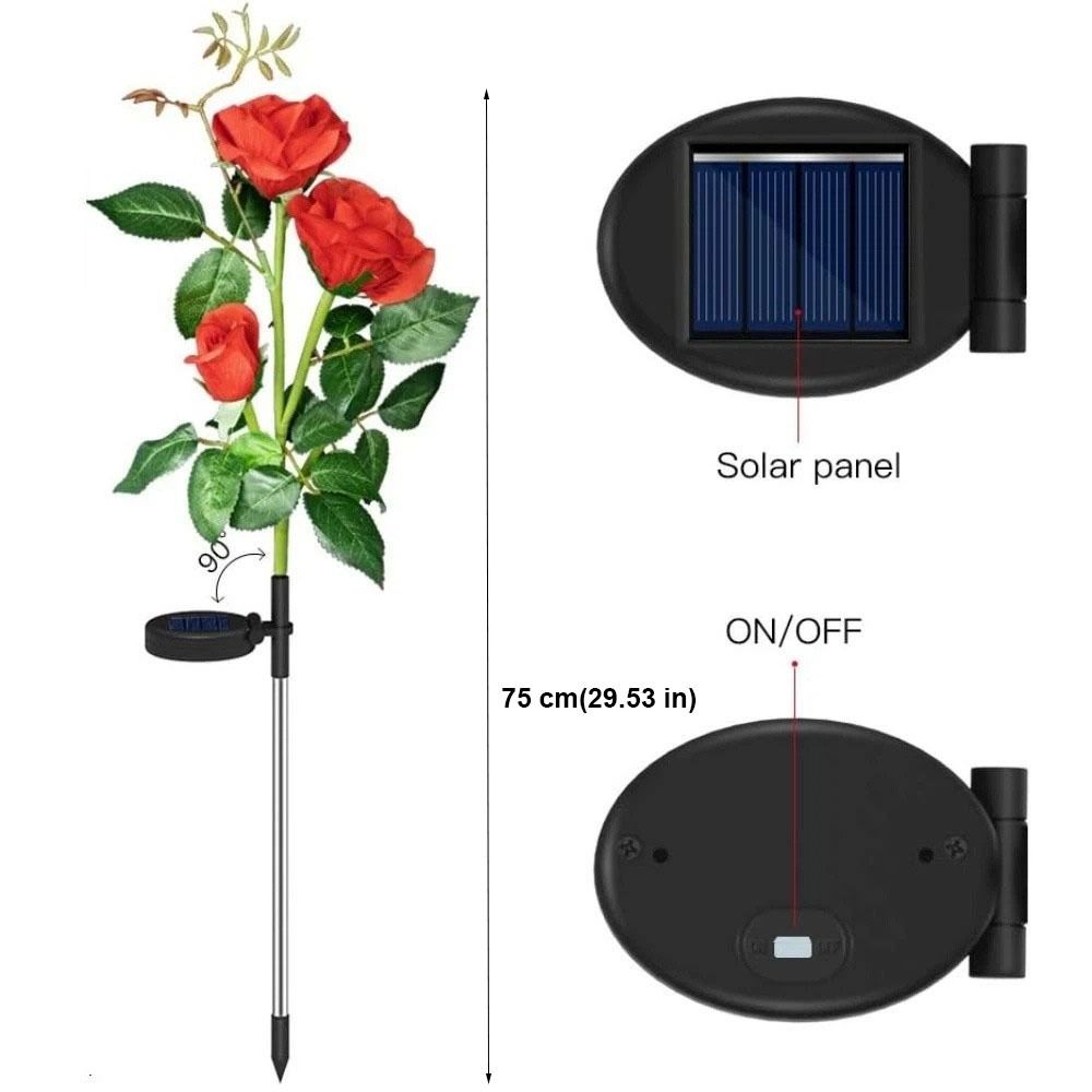 Waterproof Rose LED Solar Light Simulation Flower Solar Flower Lamp Patio