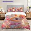 Rabbit Pattern Bedding Quilt Set Quilt Cover Pillowcase Home Decoration Birthday Gift (1 * duvet cover + 2 * pillowcase, without core)