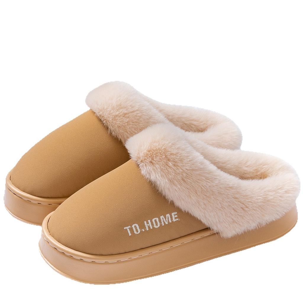 Autumn and Winter Cotton Slippers Indoor Thick Bottom Non-slip Warm Plush Couple Home Slippers Winter