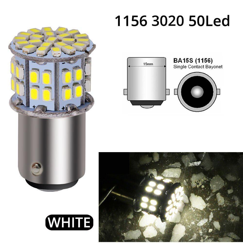 

2 шт. габаритные фонари багажника 1156 1157 красный желтый белый 3020 50SMD светодиодный 12 В сигнальный стоп-сигнал P21W лампы заднего хода стайлинга автомобилей 1156-3020-50SMD-W-2