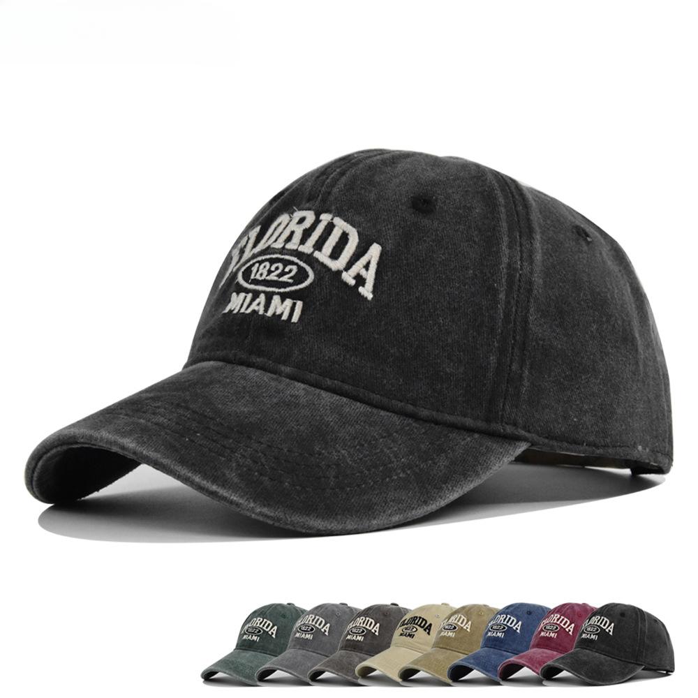Unisex Vintage Baseball Cap FLORIDA Letter Embroidery Outdoor Travel Casual Sunshade Hat Men Women Hip Hop Hat Soft Top Hat
