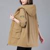 Fashion Women's Trench Coat Spring Autumn Lined Coat Tops Korean Loose Hooded Casual Female Windbreaker Outerwear 4XL