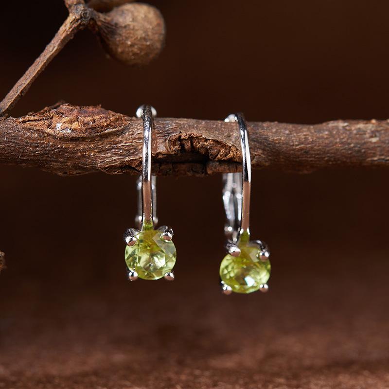S925 Sterling Silver Gemstone Ear Studs - Garnet, Citrine, Amethyst, Topaz & Diamond Hoops for Women