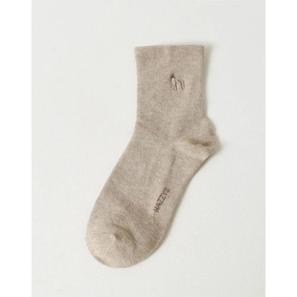 [Non-compression] HISS6E227W2_Women's Brown Melange Cotton Blend Mid-calf Socks 3-Piece Set