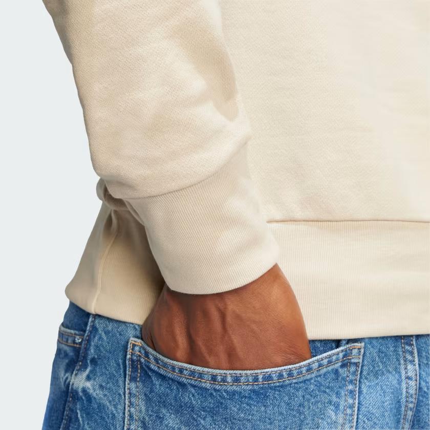 Adidas Letter Logo Print Crew Neck Sweatshirt Men Tops Beige IJ6106