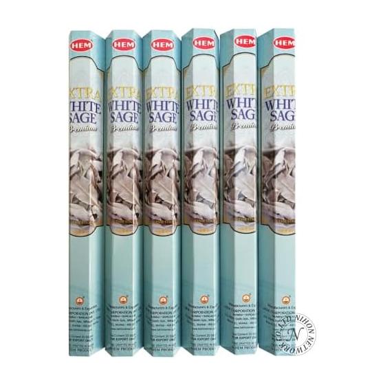 Japan Network HEM Hexagon Incense Extra White Sage Stick Type Set of 6