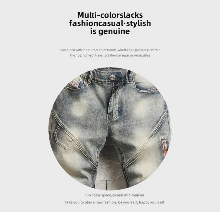 Pánské 2024 Retro Odřené Džínové Motorkářské Šortky - Letní High Street Móda, Středně Dlouhý Pětiprvkový Styl