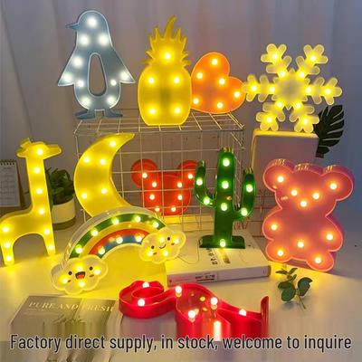 Rainbow LED Night Light: Star, Cactus, Flamingo Design for Bedroom Decor