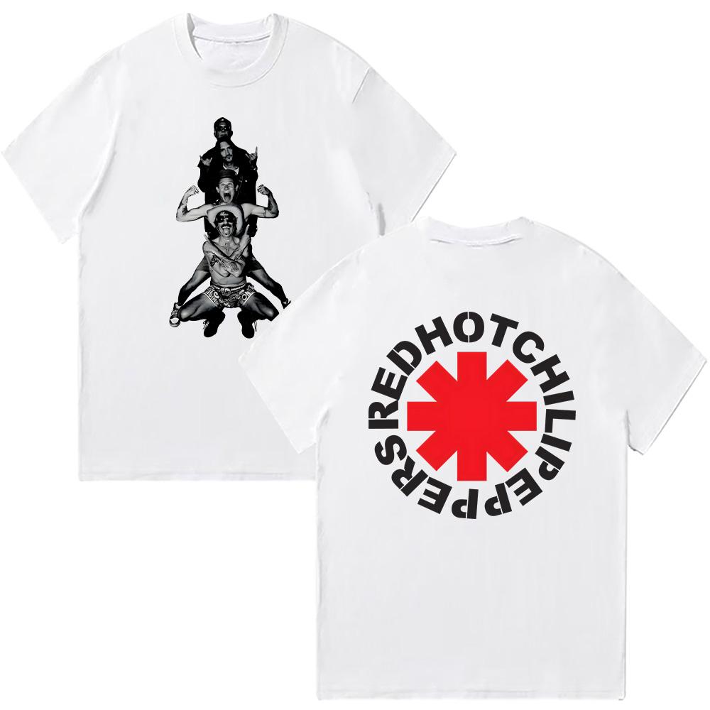 Red Hot Chili Peppers Band Cotton Retro T-shirts Men's Summer Casual Breathable Clothing Unisex Short Sleeve Comfort T Shirt Y2K