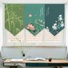 Chinese Half Curtain Ancient Style Lotus Printed Pennant Kitchen Door Short Curtain Home Bedroom Window Decor Window Shade