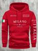 Felpa da uomo Milan italiana per esterni, street, casual, sportiva, vacanze, autunno e inverno alla moda, felpa per coppia, top