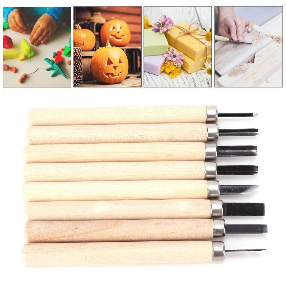

8pcs Different Shapes Sizes Wood Carving Knife Kit Sculpting Knife Rubber Stamp Carving