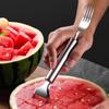 Pack of 2 Stainless Steel Duals Head Fruit Tool Efficient Watermelon Cutting Fork Ergonomic Quick Cleaning Device