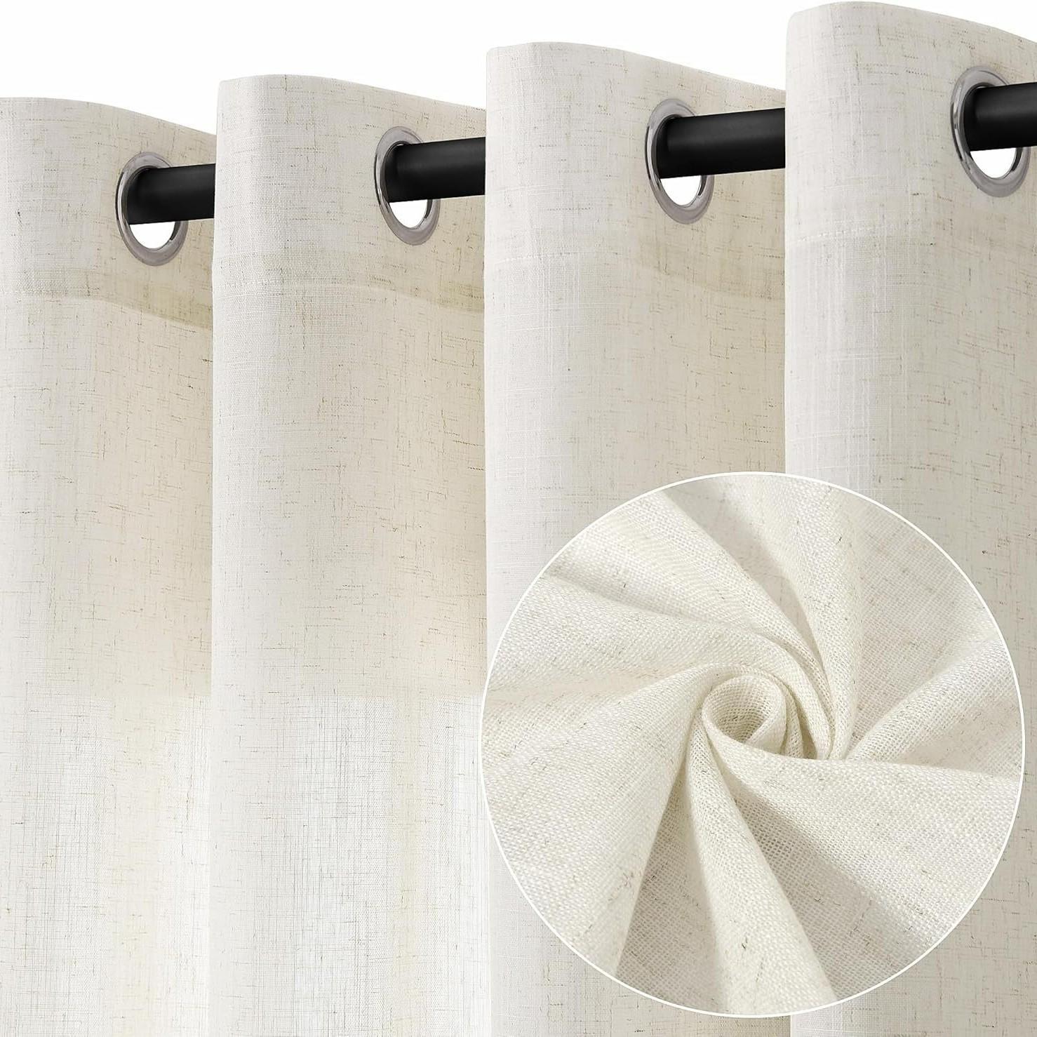 

Шторы для загородных домов, с карманом для подвешивания на верхний карниз, подходят для гостиных, спален, балконов 100cm * 120cm бежевый