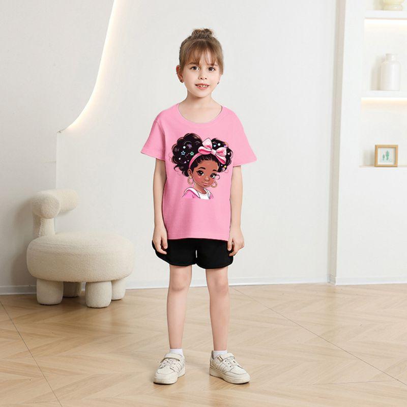 2-14 Years Kids Girls Cartoon Printed T-shirt