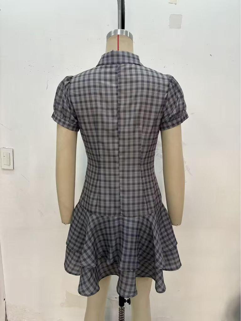 2025 Herbst/Winter Damen kariertes Lagenkleid - Akademischer Stil