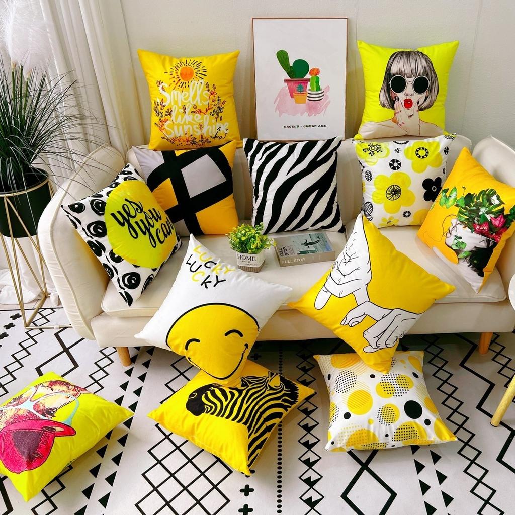 Nordic Yellow Small Fresh Bay Window Pillowcase Fashionable and Versatile Home Living Room Bedroom Sofa Backrest