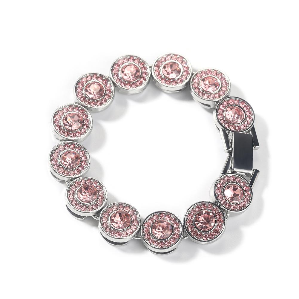 Модный Универсальный Розовый Алмазный Сплав Браслет Простой Геометрический Браслет Сердце Женский Крутой Хипстер Хип-Хоп Украшение 7inch