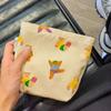 Ins Flat Top Bag Large Capacity Makeup Bag Cute Cartoon Bear Cosmetic Bag  Girly
