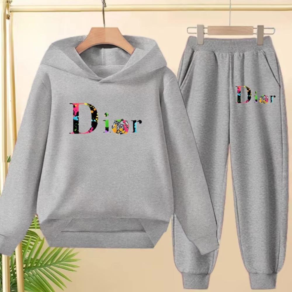 Children Commodity Hoodie Colored Letters Sports Pullover3-12Yrs Coat Sweatshirt+Pants 2P Boys Girls Toddler Clothes Leisure Set