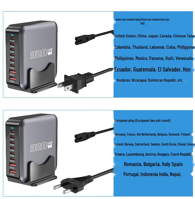Gallium Nitride 200W Multi-Port USB PD Wireless Fast Charger