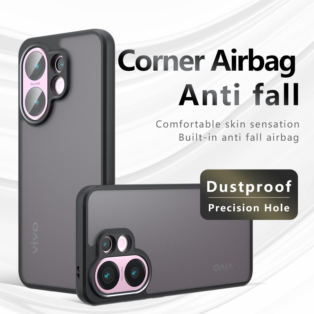 For vivo S30 5G Case Skin-Touch TPU + PC Matte Phone Back Cover, Transparent Black
