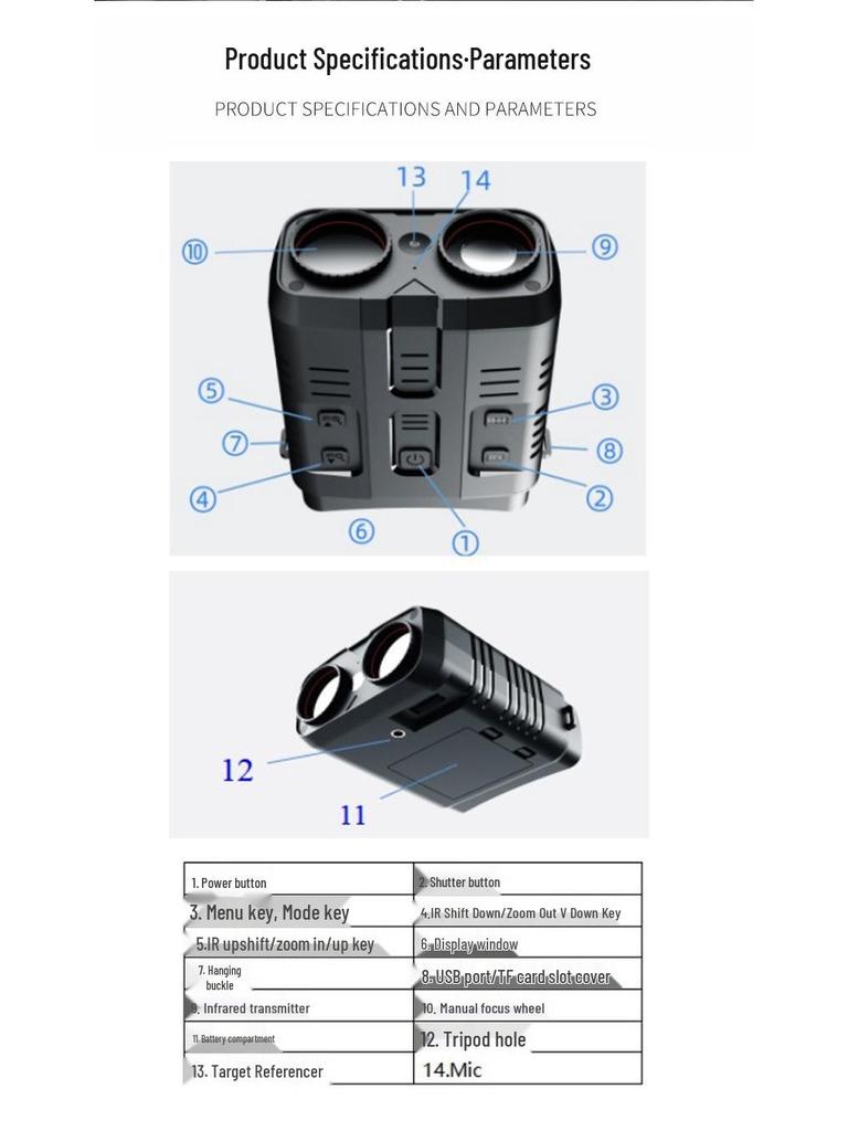 R19 Ultra-HD Day/Night All-Black Infrared Night Vision Device with Large Screen for Photo & Video Recording