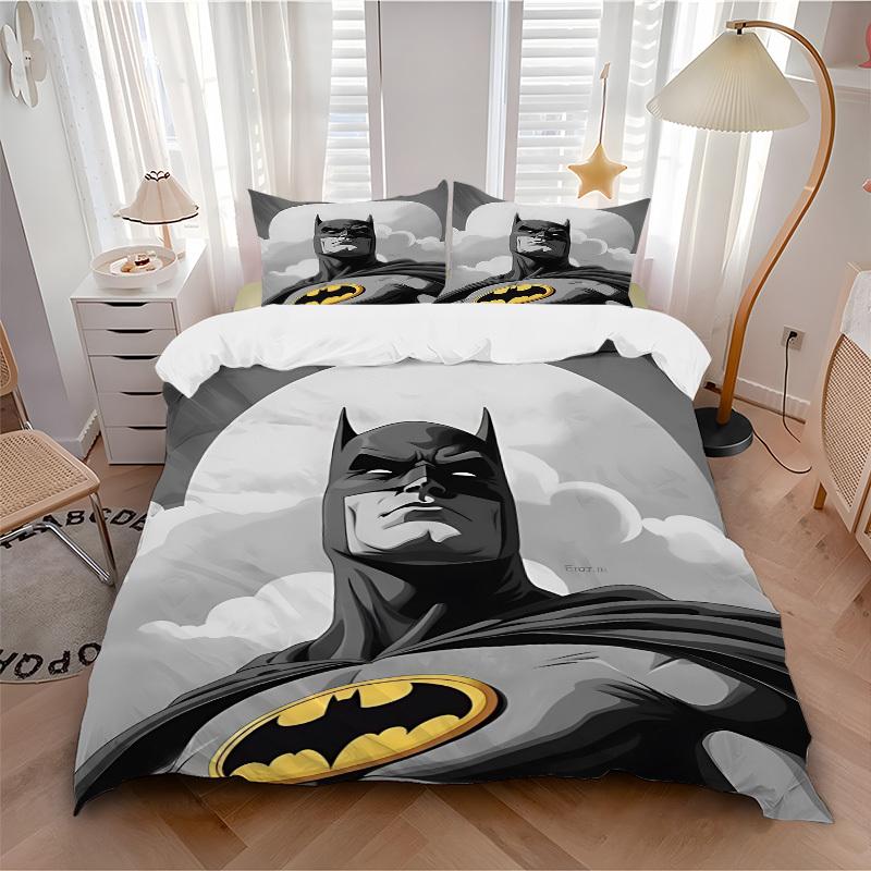 3pcs Batman Symbol Duvet Cover Set, 1 Duvet Cover + 2 Pillowcases (No Insert), High-Definition Print for All Seasons,Durable yy251103007