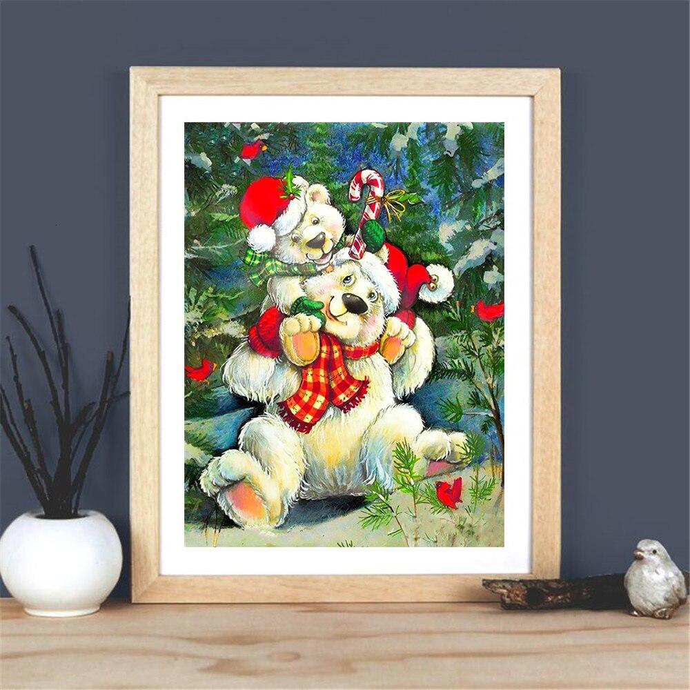 Vianočná súprava na maľovanie diamantom Úplný štvorec na vyšívanie medvedíka mozaikou zvieratiek Ručne vyrobený darček