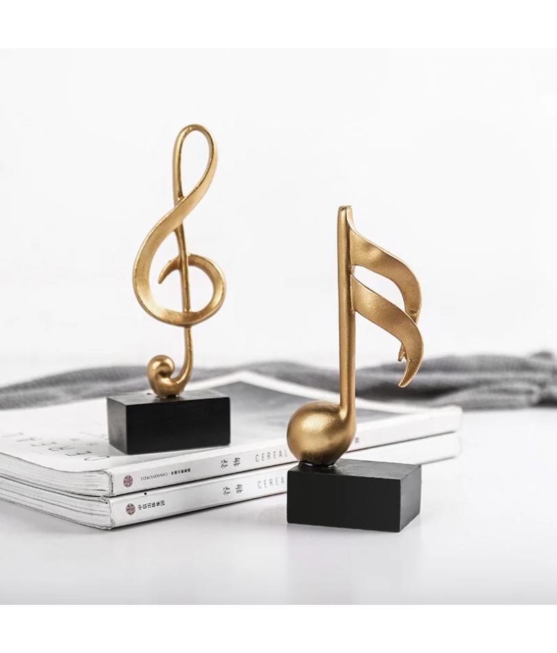 Statue Note Musicali Decorazione Casa Resina Dorata Scultura Arredo Casa Scrivania Piano Ufficio Mobile TV Ornamenti Souvenir