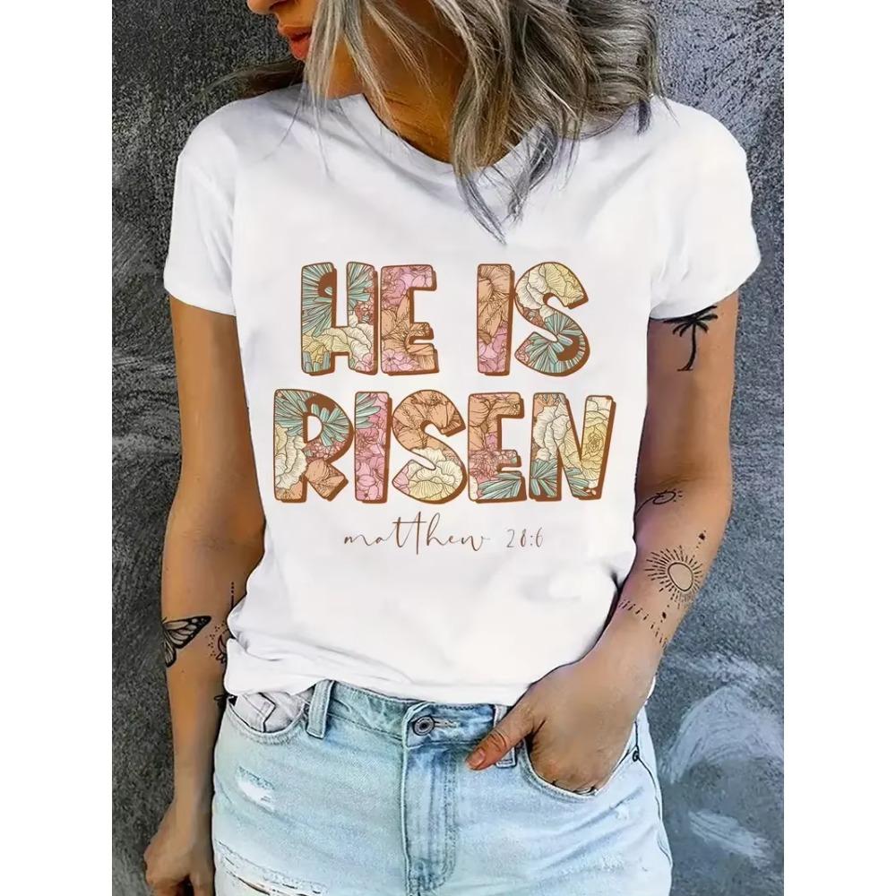 Vstal z mrtvých Velikonoční den Tričko Krátký rukáv Kulatý výstřih Ležérní top Na léto Dámské oblečení Prodyšná trička Tričko Streetové tričko