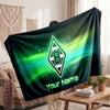Borussia Mönchengladbach Personalisierte Fleecedecke Mit Fußballlogo, Individueller Name Text Weich Warm Zuhause Überwurfdecke
