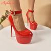 Aphixta Kūdikių rožinė 2 cm diržo sagtis Pimp Vakarėlis Diskoteka Šokių aukštakulniai moterims 5,5 cm platforma 16 cm aukšti ploni kulnai batai Super didelis dydis 50