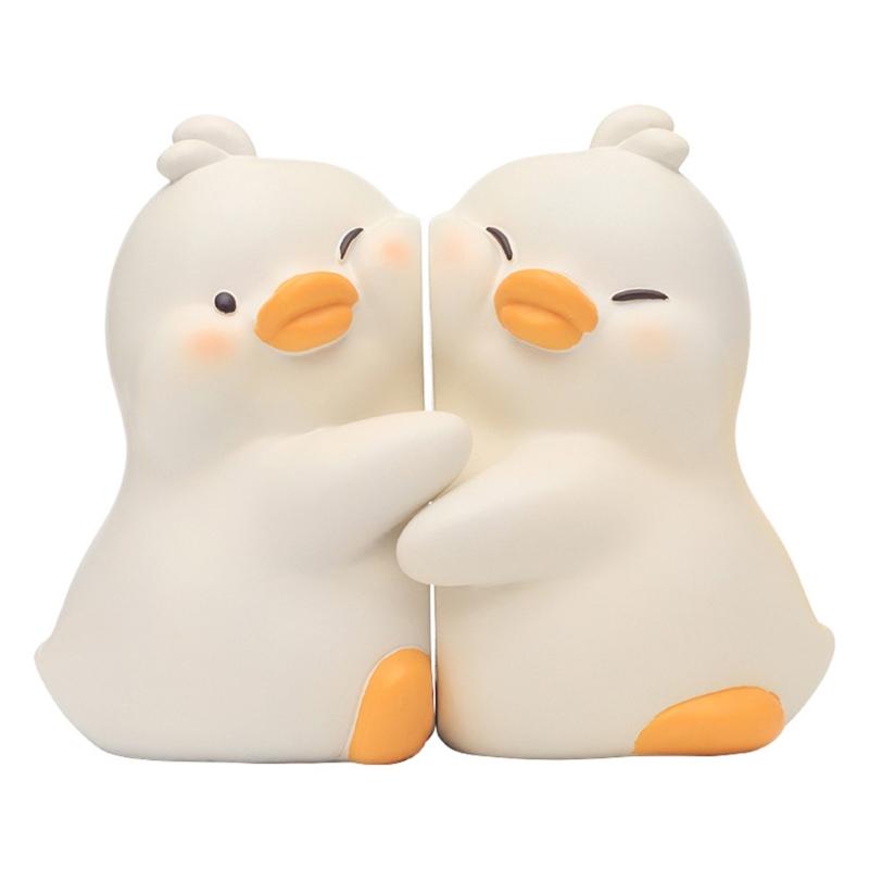 2Pcs Cartoon Duck Book Ends for Shelves Animal Shape ABS Bookends Book End Decorative Book Stoppers for Shelves Desk