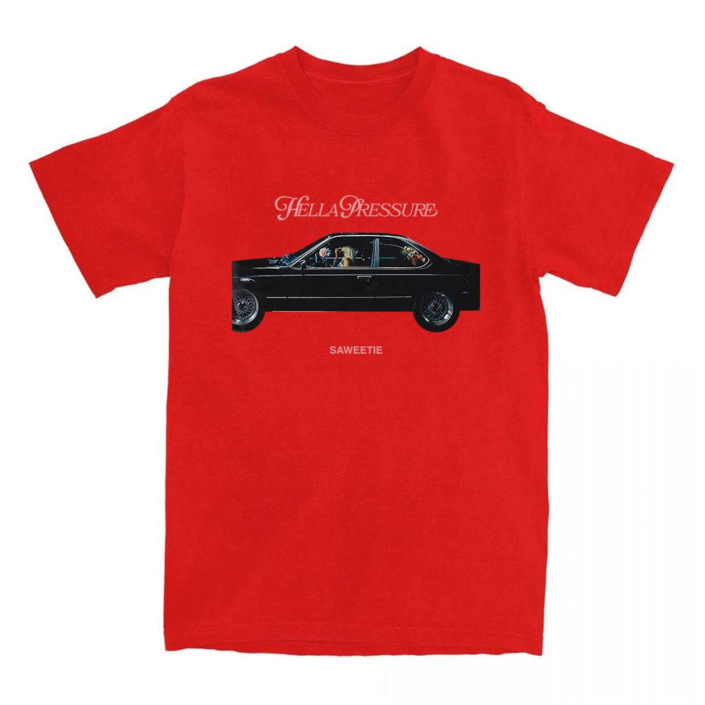 Saweetie HELLA PRESSURE T-shirt Short Sleeve Summer Cotton Tshirts Casual Fashion Printing T Shirt Streetwear Tees XXL красный
