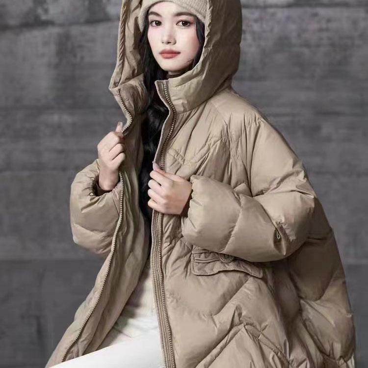 

Женская куртка-пуховик с капюшоном, теплые повседневные пальто, парки, осень-зима One Size бежевый