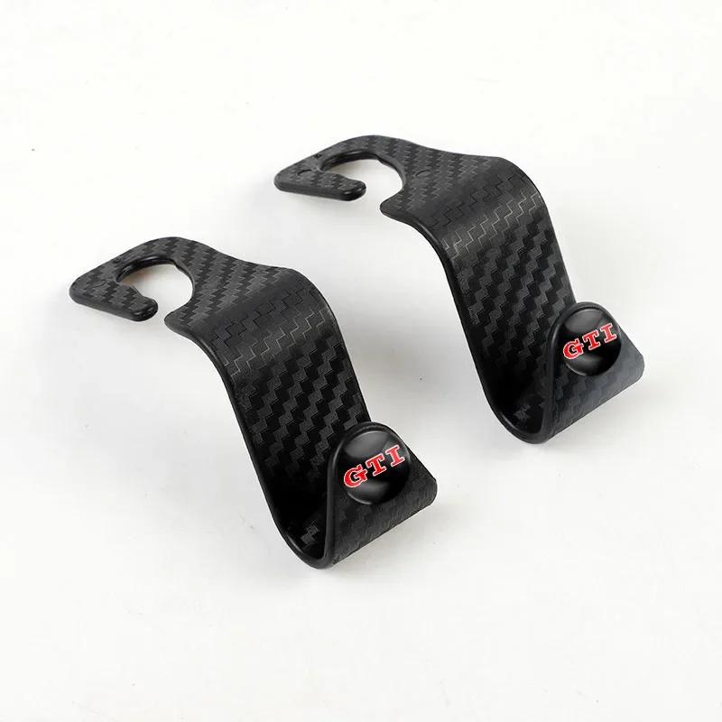 Hijk1 ·2Pcs Carbon Fibre Car Seat Hook Multifunctional Storage Holder For VW GTI RLine Polo Golf Passat Scirocco Tiguan Jetta Touareg