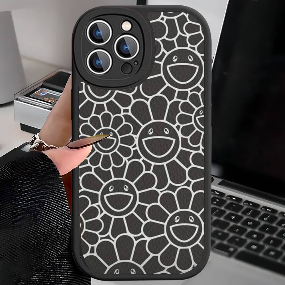 Japanese Artisti M-murakami T-takash Art Colorful For iPhone 16 15 14 13 12 11 Pro Max Plus Shockproof Leather Soft Phone Cover