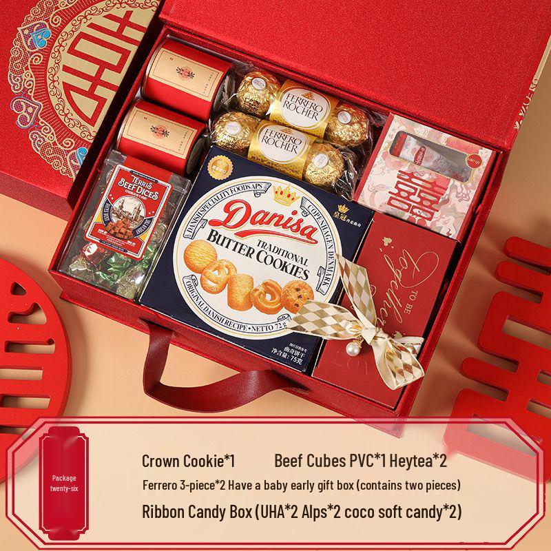 Luxury Chinese Wedding Candy Gift Box with Sugar Candies, Bridesmaid Favors, Return Gifts, and Thank You Tokens