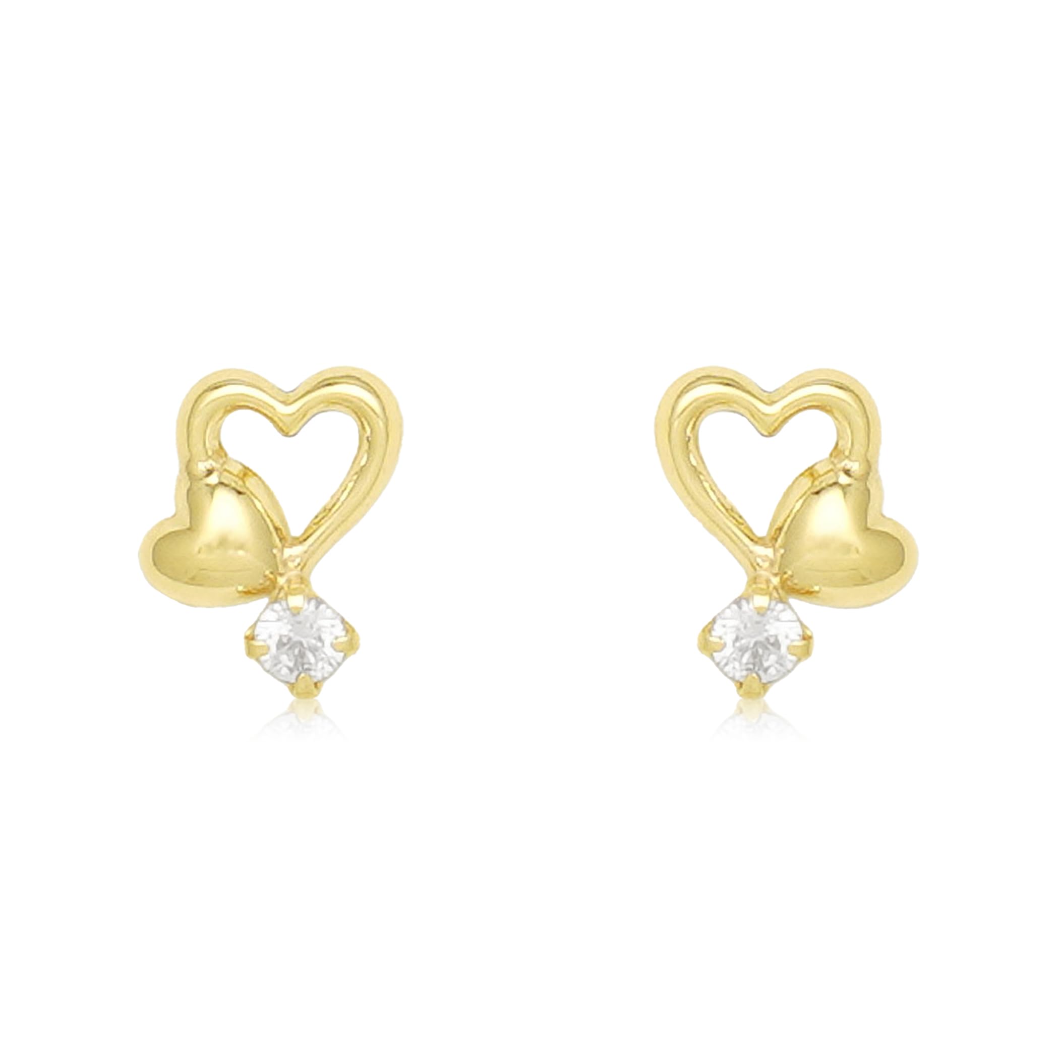 

ESTELLE [Official] Women s K10 Yellow Gold Earrings with Cubic Zirconia and Heart Motif, 0222-9396-0019-0000