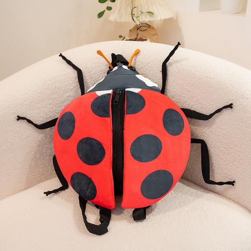 Bee Ladybug Insect Themed Plush Backpack For Kids With Soft Short Plush Material And Cute Design