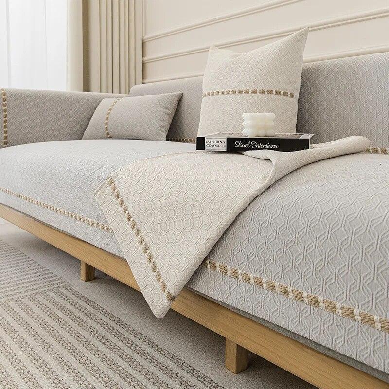 Chenille-Sofakissen für Wohnzimmer, nordisches Sofa-Handtuch, Matte, rutschfeste Couch-Abdeckung, L-Ecksofa, Handtuch, Sitzpolster, Schnur, Gurtband