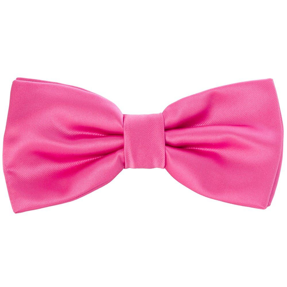 

[ao-LABEL] Bow Tie Brand - 30 Colors to Choose From - Silk Glossy Solid (Plain) Bow Tie - Vivid Pink