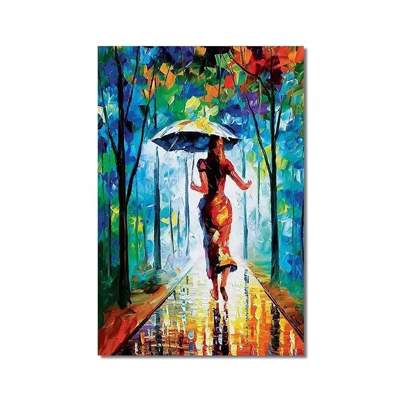 Abstract Landscape Wall Art Canvas Paintings Posters And Prints Forest Street Rainy Pictures For Living Rome Home Cuadros Decor