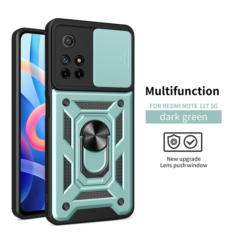 Para Pocco M 4 Pro 4G Case Slide Camera Armor Magnetic Car Holder Phone Cover para Xiaomi Poco M4 Pro Poko Little M4Pro Capa Traseira