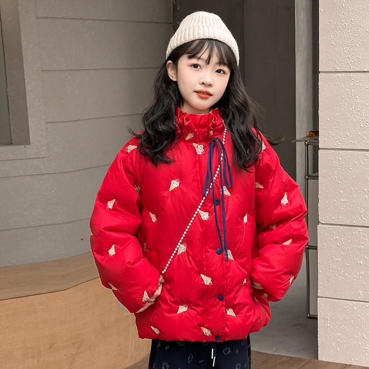 Девочковая толстая пуховая куртка в корейском стиле 2025 года - Стильная осенне-зимняя верхняя одежда 120 cm
