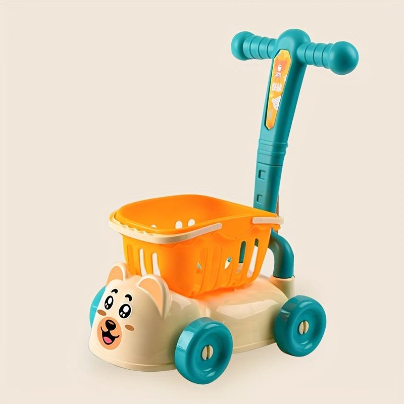 Kids Shopping Cart Trolley Play Set with Food Fruit Vegetables Accessories Play House Educational Toy Simulation Gifts for Girls